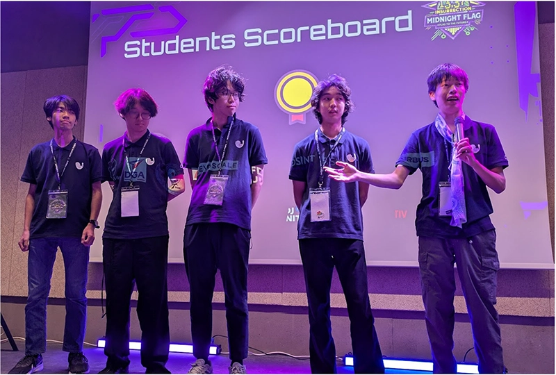 Midnight Flag CTF 2025 6/21フランス レンヌにて 3位入賞時のチームm01nm01nのみなさん（右から2番目が越智優真さん）