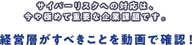 サイバーリスクへの対応は、今や極めて重要な企業課題です。経営層がすべきことを動画で確認！